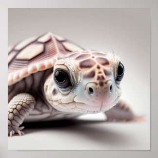 Cute Baby Turtle Portrait | Square 1:1 Poster