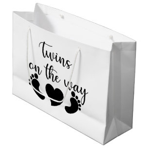 Cute baby twins word art unisex large gift bag