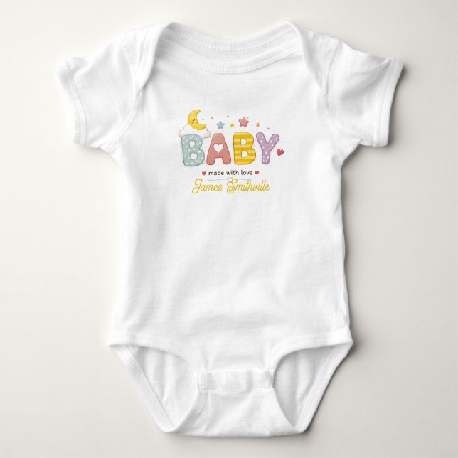 Cute Baby Typography Made With Love Bodysuit (Front)