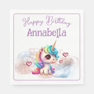 Cute Baby Unicorn and Hearts Napkin