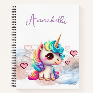 Cute Baby Unicorn and Hearts Notebook
