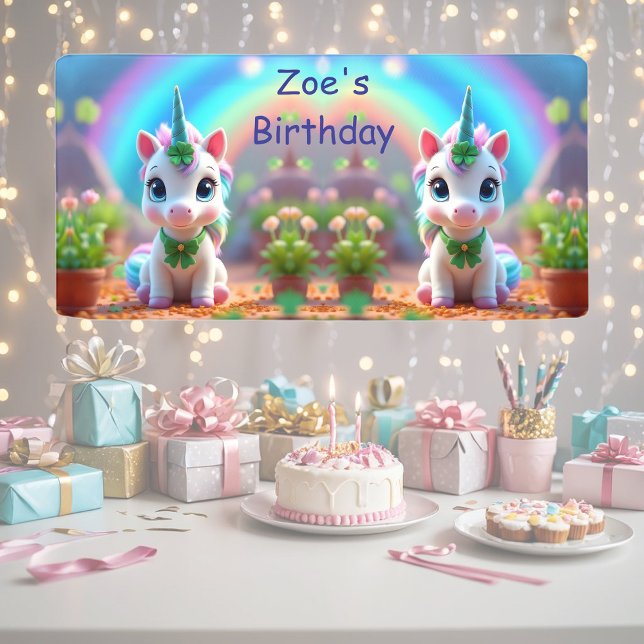 Cute baby unicorn and rainbow, girls birthday  banner (Creator Uploaded)