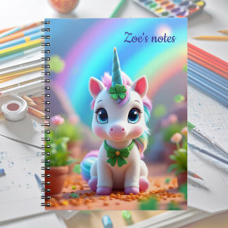 Cute baby unicorn and rainbow, girls  notebook