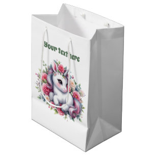 Cute baby unicorn customisable medium gift bag