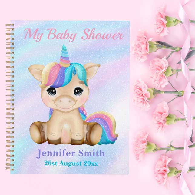 Cute Baby Unicorn Customise Baby Shower / Memories Planner (Creator Uploaded)