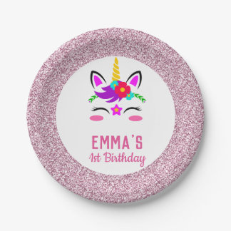 Cute Baby Unicorn Paper Plate