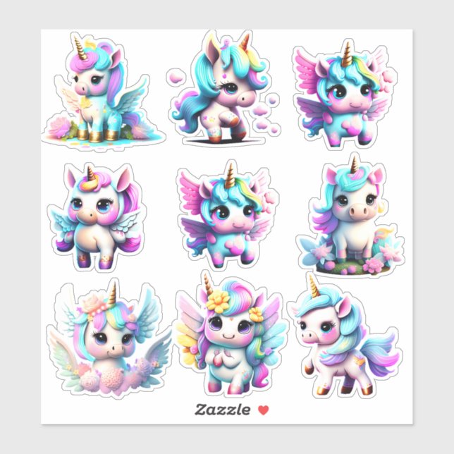 Cute baby unicorn  rainbow colour (Sheet)