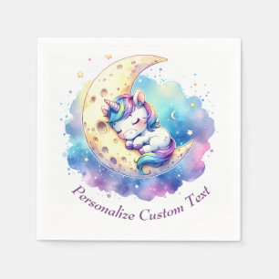 Cute Baby Unicorn Sleeping on a Half Moon  Napkin