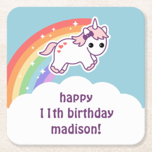 Cute Baby Unicorn Square Paper Coaster