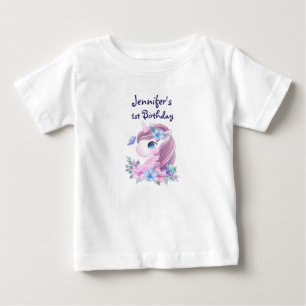 Cute Baby Unicorn with Big Eyes Birthday Baby T-Sh T-Shirt