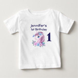 Cute Baby Unicorn with Big Eyes Birthday T-Shirt