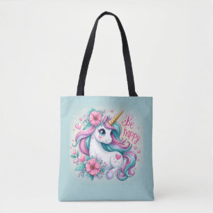 Cute Baby Unicorn With Flowers for Women & Girls Tote Bag