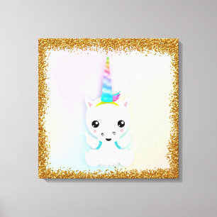 Cute Baby Unicorn with Wings Canvas Print
