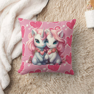Cute Baby Unicorns Cpuple for Valentine's Day Gift Cushion