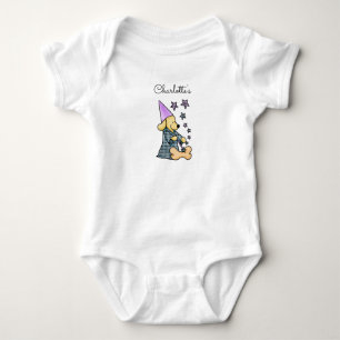 Cute Baby Unisex Blue Elegant Funny Dog Add Name Baby Bodysuit