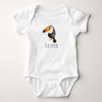 Cute Baby Unisex Watercolor Jungle Toucan and Name