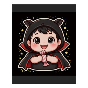 Cute Baby Vampire With Candy Poster