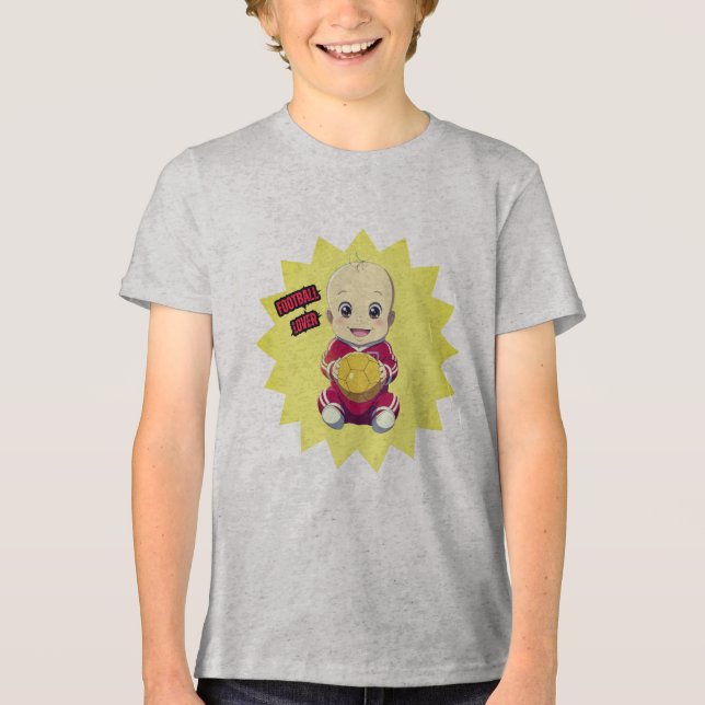 Cute baby wearing football player outfit Tri-Blend shirt (Front)