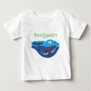 Cute baby whale and mother cartoon illustration T-Shirt