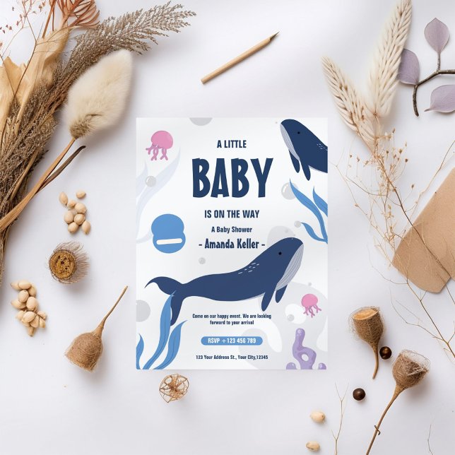Cute Baby Whale Baby Shower Invitation (Creator Uploaded)