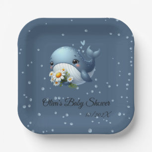 Cute Baby Whale Baby Shower Paper Plate