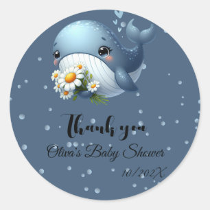 Cute Baby Whale Baby Shower Sticker