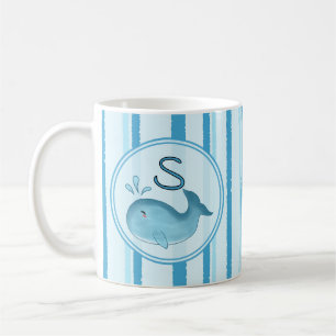 Cute Baby Whale Blue Stripes Mug