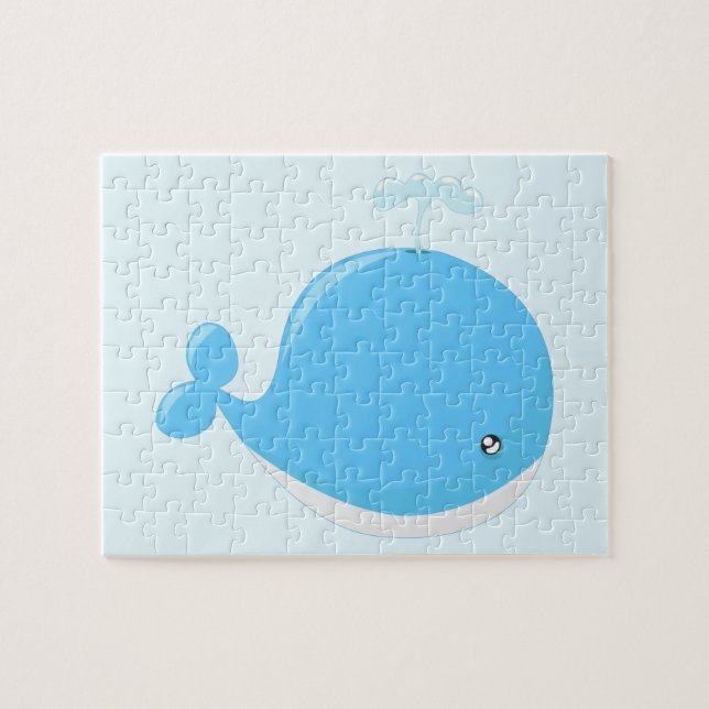 Cute baby whale kawaii cartoon kids jigsaw puzzle (Horizontal)
