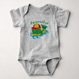 Cute Baby Whale on Surfboard Personalise Bodysuit