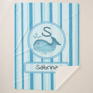 Cute Baby Whale Personalize Sherpa Blanket