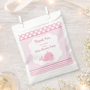 Cute Baby Whale Pink Girl Baby Shower Party Favour Bags