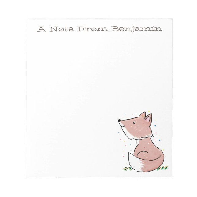 Cute baby whimsical fox illustration notepad (Front)