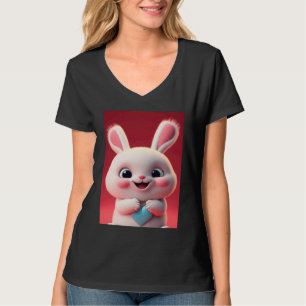 Cute baby white rabbit happy smile big eyes Valent T-Shirt