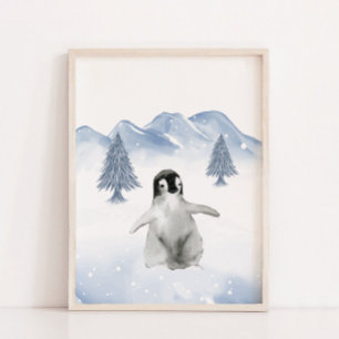 Cute Baby Winter Penguin Nursery Wall Decor