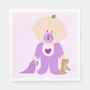 Cute Baby with Teddy Bear and Blanket Napkin