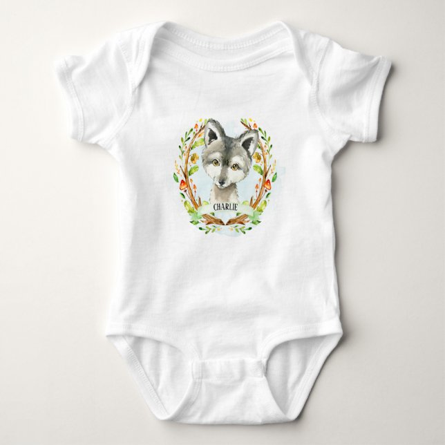 Cute Baby Wolf  Baby Bodysuit (Front)