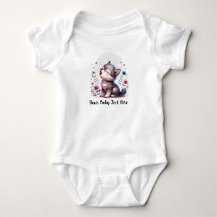 Cute Baby Wolf Howling Bodysuit