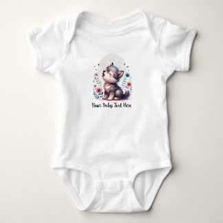 Cute Baby Wolf Howling Bodysuit