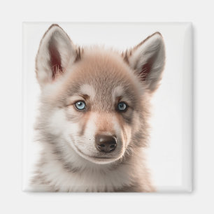Cute Baby Wolf Portrait Magnet Collectable