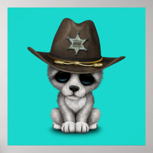 Cute Baby Wolf Sheriff Poster
