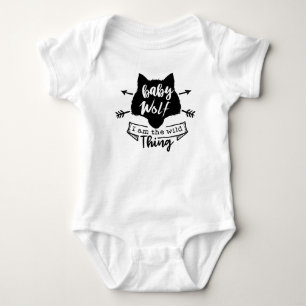 cute baby wolf word art bodysuit
