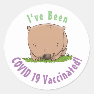 Cute baby wombat cartoon illustration classic round sticker