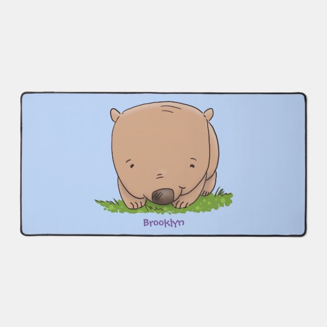 Cute baby wombat cartoon illustration desk mat (Front)