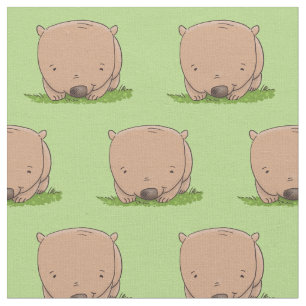 Cute baby wombat cartoon illustration fabric