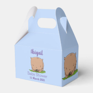 Cute baby wombat cartoon illustration favour box