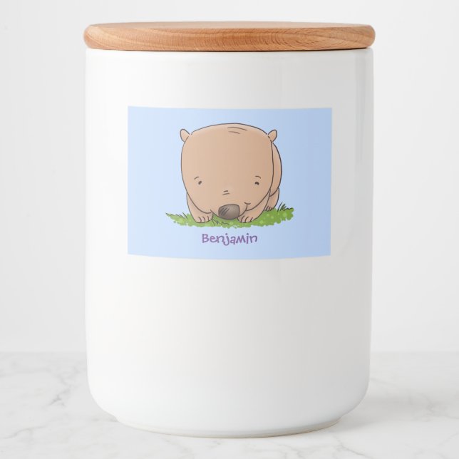 Cute baby wombat cartoon illustration food label (Front)