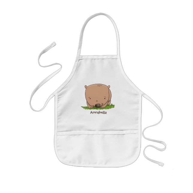Cute baby wombat cartoon illustration kids apron (Front)