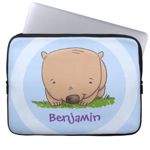 Cute baby wombat cartoon illustration laptop sleeve