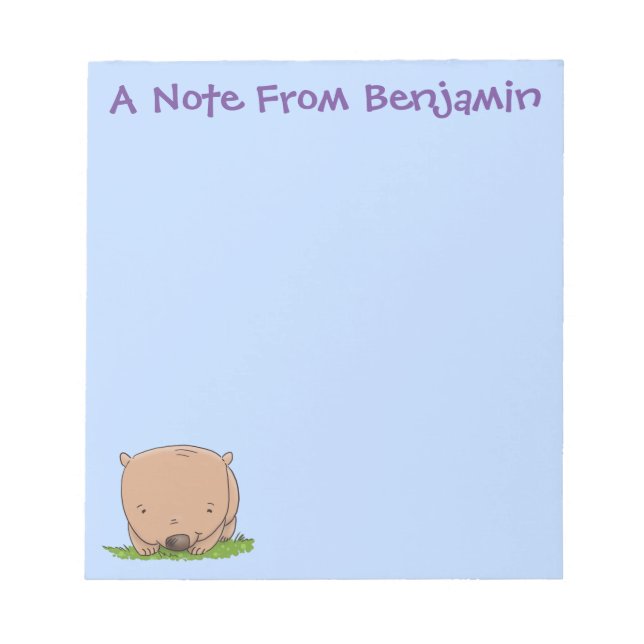 Cute baby wombat cartoon illustration notepad (Front)