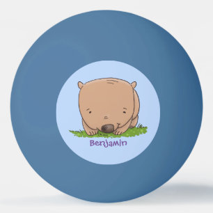 Cute baby wombat cartoon illustration  ping pong ball